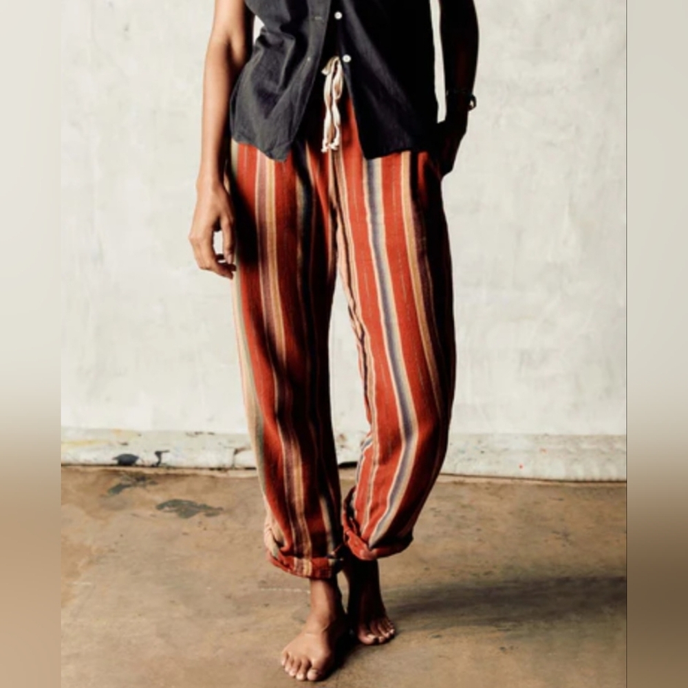 IMOGENE & WILLIE Fethiye Hand Loomed Coastal Stripe Pants Sz M